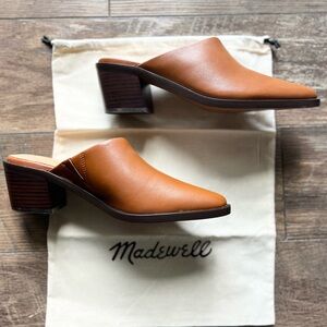 Madewell Cognac Tan Leather Heeled Mules